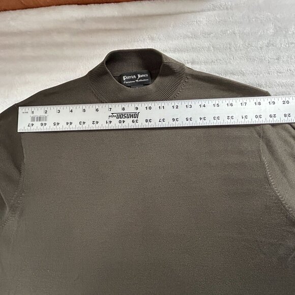 Patrick James Signature Mens Silk Mock Neck Sweater Large Olive Green Pullover - Picture 5 of 7